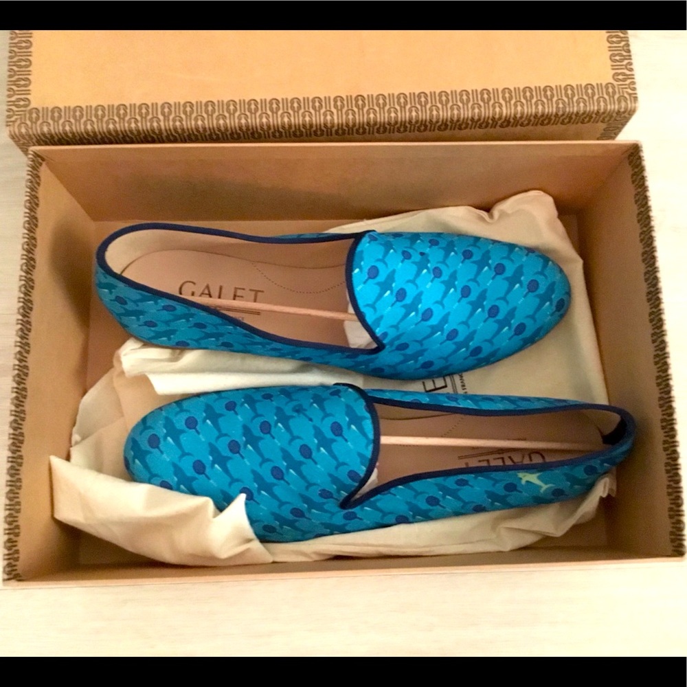 Galet Men’s blue print loafers size 44 (US 10) NIB